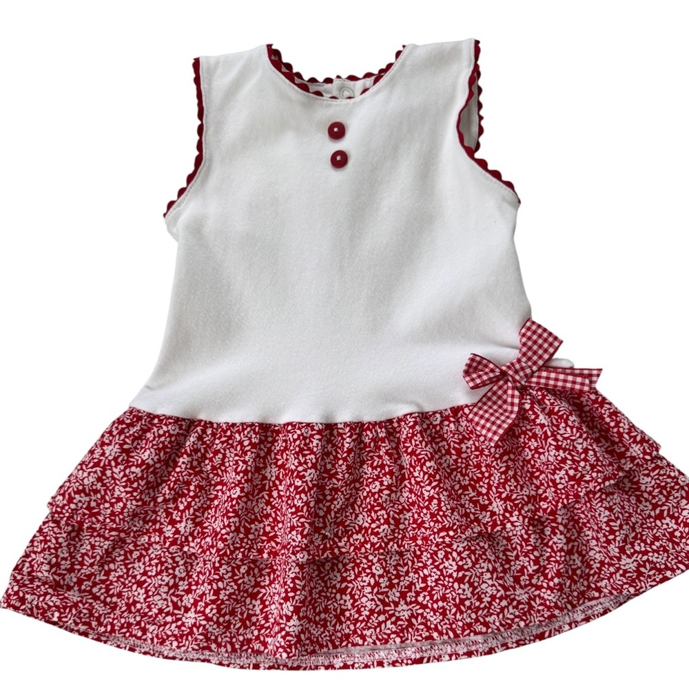Charming Red and White Kids Casual Dress